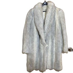 Vtg Mirage Outerwear Coat Faux Fur Pockets Button USA Womens Size M Silver Gray